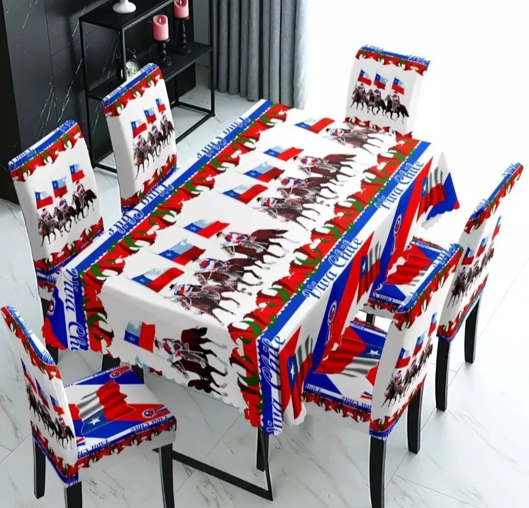 funda de silla + Mantel fiestas patrias